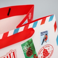 Пакет подарочный новогодний с широким дном &laquo;Новогодняя почта&raquo;, 25 х 19 х 18 см