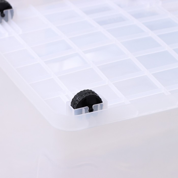 Контейнер для хранения с крышкой RICCO, 50 л, 61&times;39&times;32 см, на колёсах, прозрачный