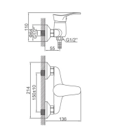 Смеситель душа Accoona А8051, однорычажный, хром Смеситель душа Accoona А8051, однорычажный, хром