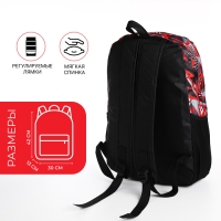 Рюкзак школьный из текстиля на молнии, 3 кармана, красный Рюкзак школьный из текстиля на молнии, 3 кармана, красный