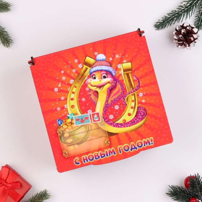 Коробка подарочная Коробка подарочная "Символ года 2025.С новым годом" 18,5х18х10 см,красная
