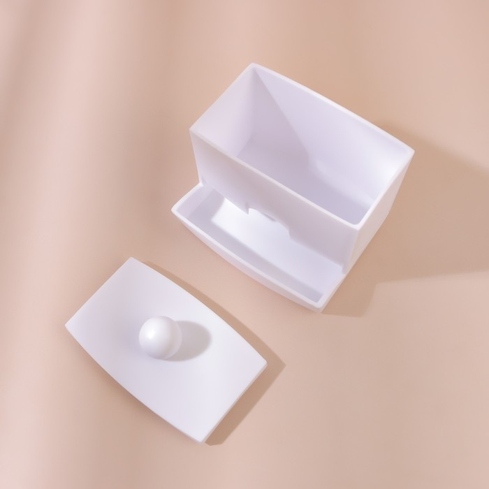 Органайзер для ватных палочек, с крышкой, 9 &times; 6,5 &times; 7,5 см, цвет белый