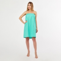 Полотенце вафельное для бани &laquo;Экономь и Я&raquo; (парео женское), 80х144см, цвет бирюзовый