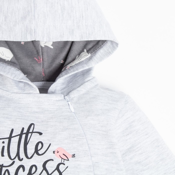 Комбинезон с капюшоном Крошка Я "Princess", рост 80-86 см, цвет серый