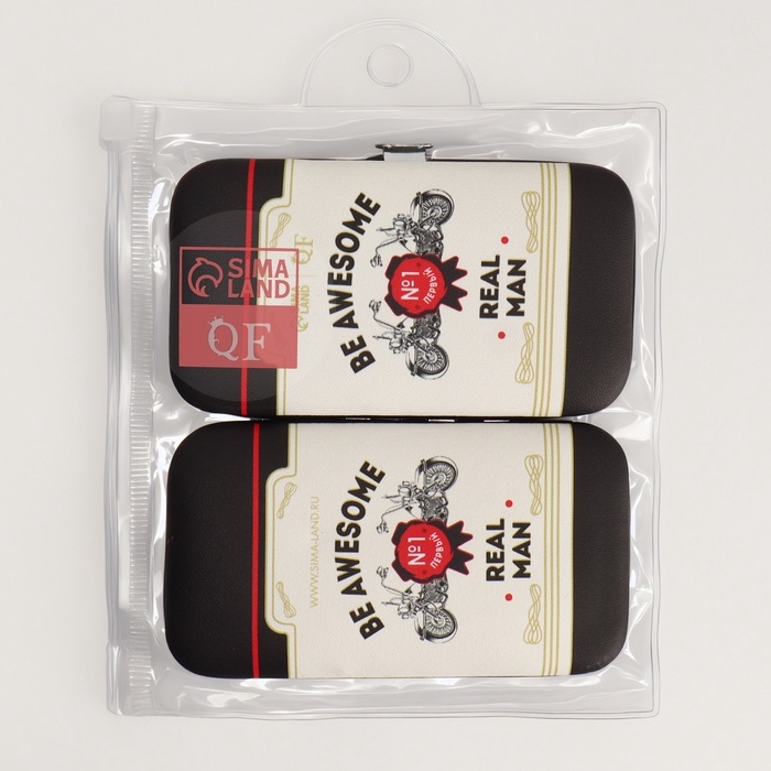 Набор маникюрный &laquo;REAL MAN&raquo;, 6 предметов, в футляре, в PVC - коробке, разноцветный