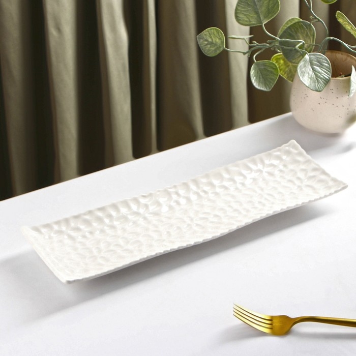 Блюдо керамическое сервировочное &laquo;Воздушность&raquo;, 35,5&times;10,5&times;2.5 см, цвет белый