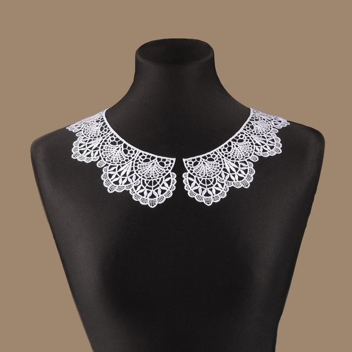 Воротник пришивной, гипюровый, 21 &times; 7 см, цвет белый