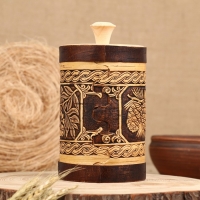 Туес "Шишки" для перловки, 18 см, d=10 см, 1 л, береста