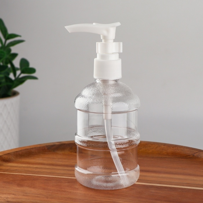 Бутылочка для хранения, с дозатором, 150 мл, цвет белый/прозрачный Бутылочка для хранения, с дозатором, 150 мл, цвет белый/прозрачный