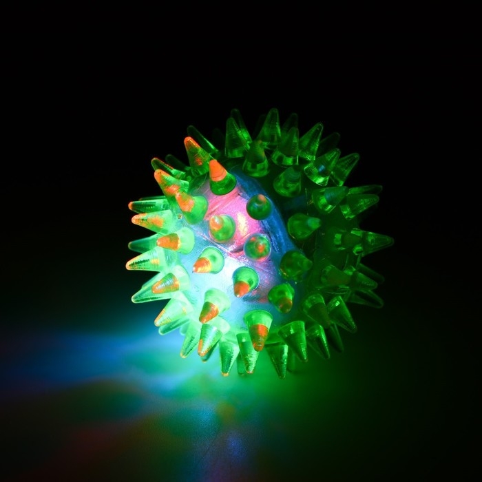 Мяч светящийся мини для кошек, TPR, 3,5 см, жёлтый Мяч светящийся мини для кошек, TPR, 3,5 см, жёлтый