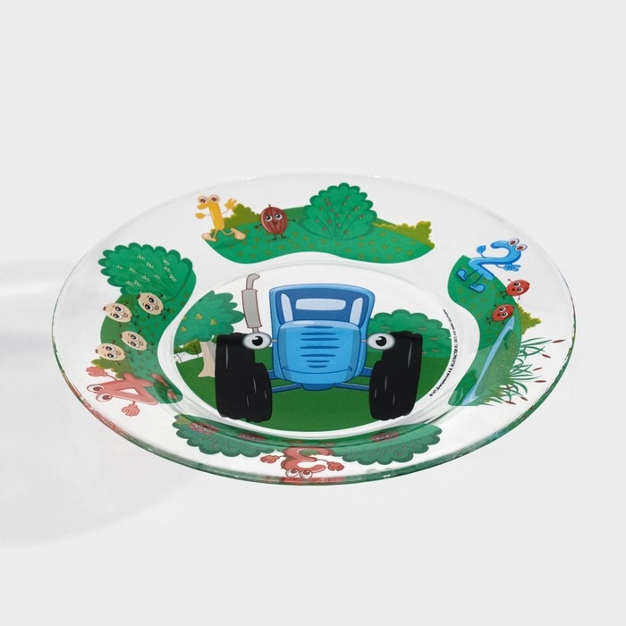 Тарелка стеклянная &laquo;Синий трактор. Цифры&raquo;, d=19,5 см, h=1,8 см, стекло
