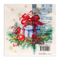 Новогодние салфетки бумажные Home Collection Сlassic &laquo;Подарок на Новый год&raquo;, 3 слоя, 33х33 см, 20 шт