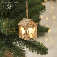 Ёлочная игрушка «Домик с оленем», от батареек, свечение тёплое белое Ёлочная игрушка «Домик с оленем», от батареек, свечение тёплое белое