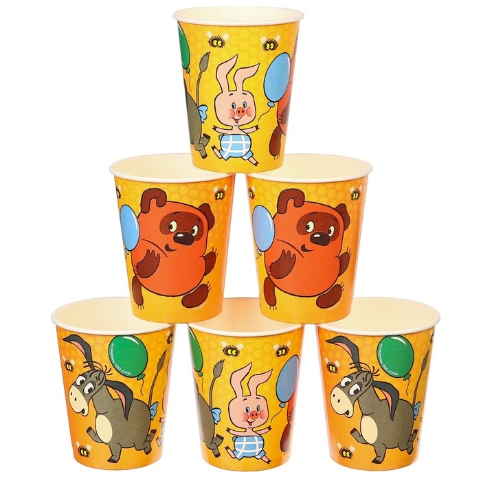 Набор одноразовой бумажной посуды, на 6 персон "С днем рождения!", Союзмультфильм