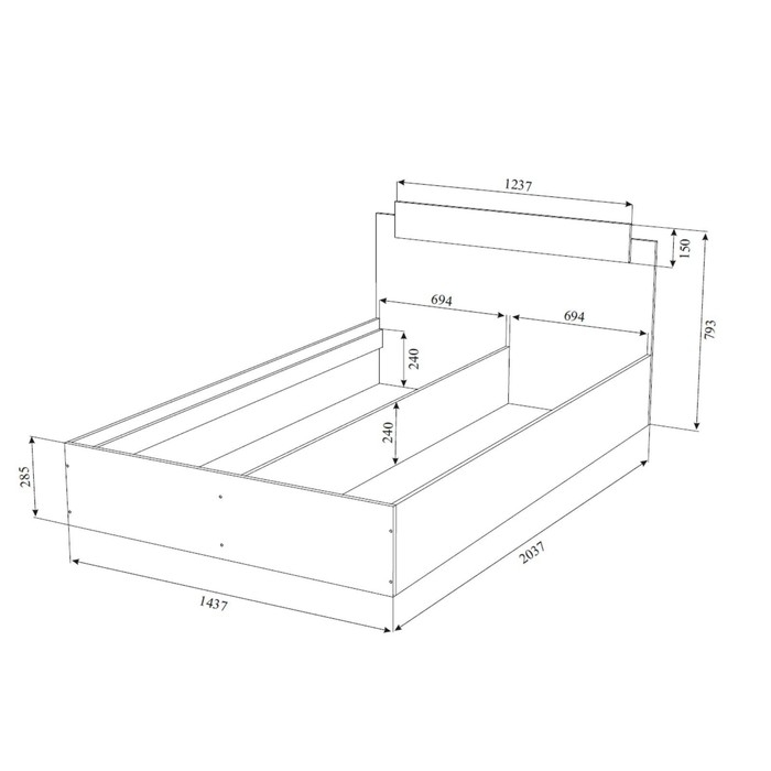 Кровать ЭКО Белый гладкий 1400х2000