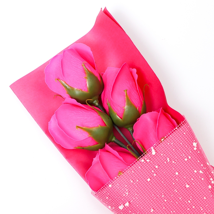 Букет мыльных роз, цвет фуксия