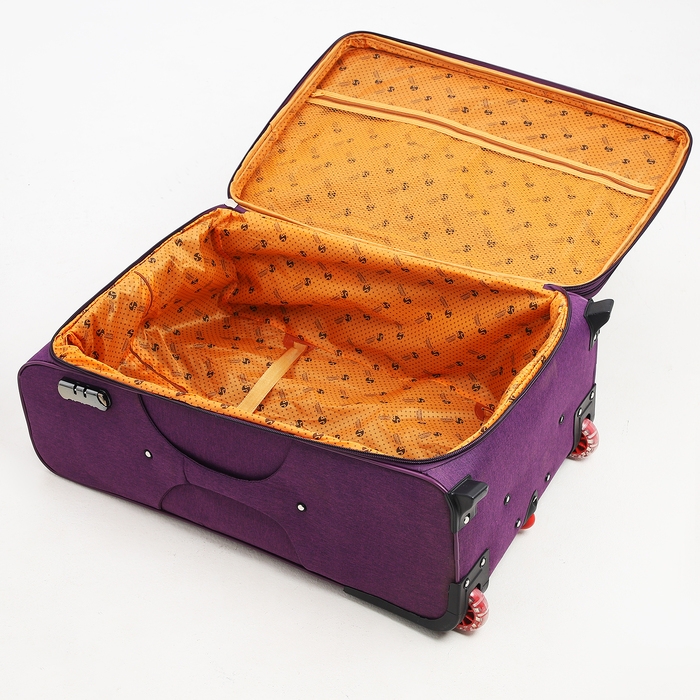 Чемодан большой 95 л (L), отдел на молнии, с расширением, кодовый замок, 3 колеса, 2 наружных кармана, цвет фиолетовый Чемодан большой 95 л (L), отдел на молнии, с расширением, кодовый замок, 3 колеса, 2 наружных кармана, цвет фиолетовый