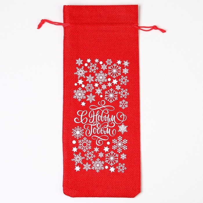 Мешок с термонаклейкой под бутылку &laquo;Вьюга&raquo;, 13 х 31 см +/- 1.5 см, Новый год