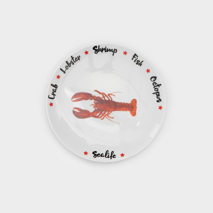 Набор фарфоровых тарелок Sealife, 6 предметов, рисунок МИКС