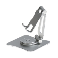 Подставка для телефона, регулируемая, складная, поворот на 360&deg;, металл, серебристая