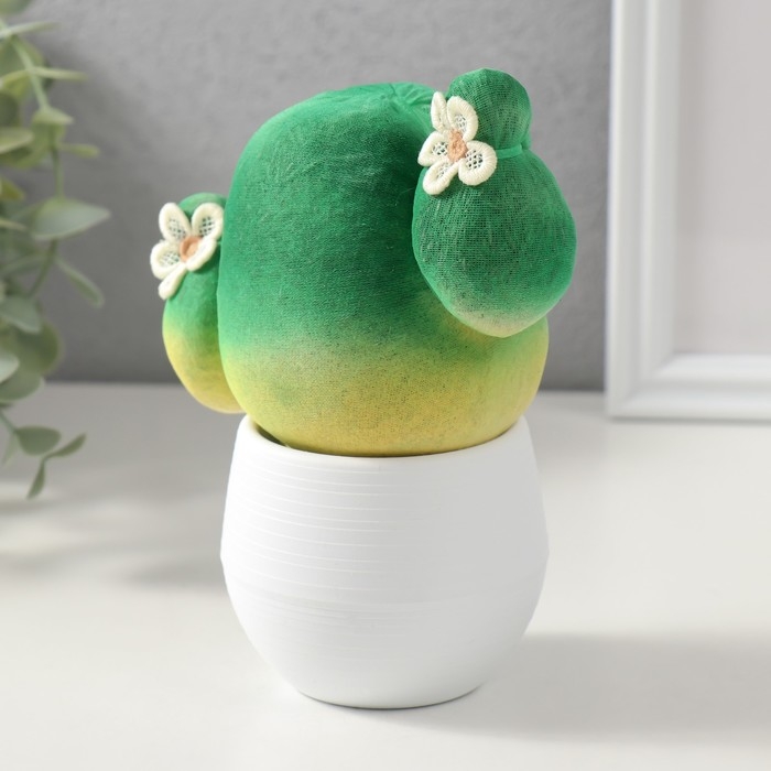 Растущий подарок травка Экоживчик "Кактус в горшочке" белый