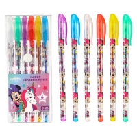 Набор гелевых ручек с блёстками, 6 цветов, Единорог, Минни Маус Набор гелевых ручек с блёстками, 6 цветов, Единорог, Минни Маус