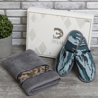 Набор подарочный Этель "Милитари Grey" полотенце 70*130 см+тапки муж 42 р-р Набор подарочный Этель "Милитари Grey" полотенце 70*130 см+тапки муж 42 р-р