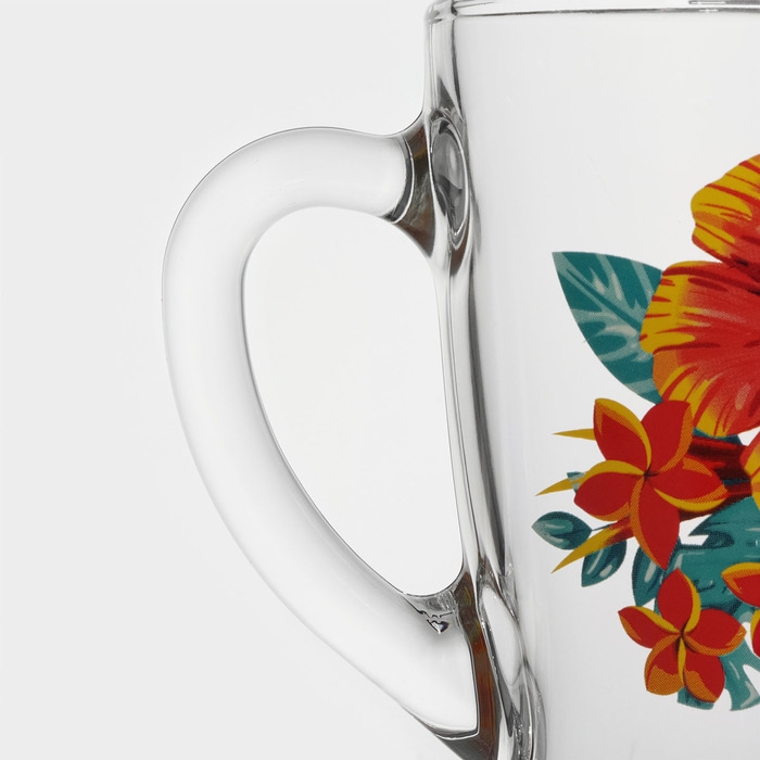 Кружка стеклянная &laquo;Тропические цветы&raquo;, 300 мл, рисунок МИКС