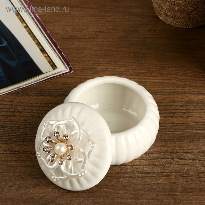 Шкатулка керамика Шкатулка керамика "Перламутровый цветок" МИКС 5,8х7,5х7,5 см