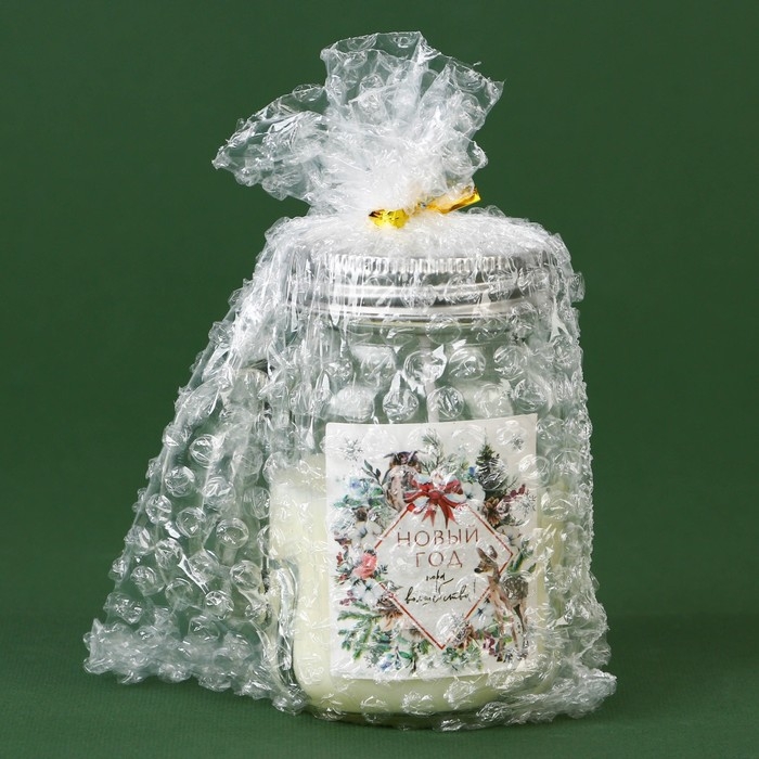 Новогодняя свеча в банке с ручкой &laquo;Новый год: Пора волшебства&raquo;, аромат вишня