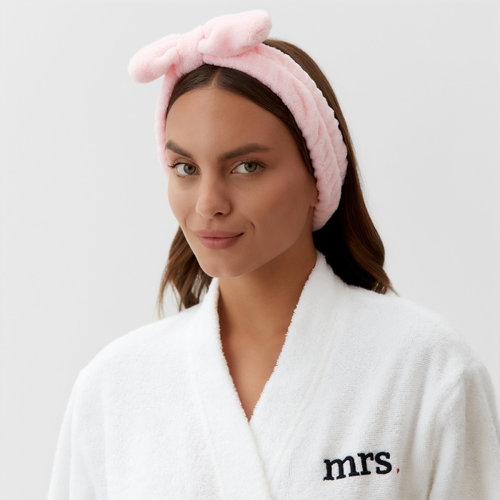 Повязка для умывания из микрофибры Доляна &laquo;Бантик&raquo;, цвет розовый