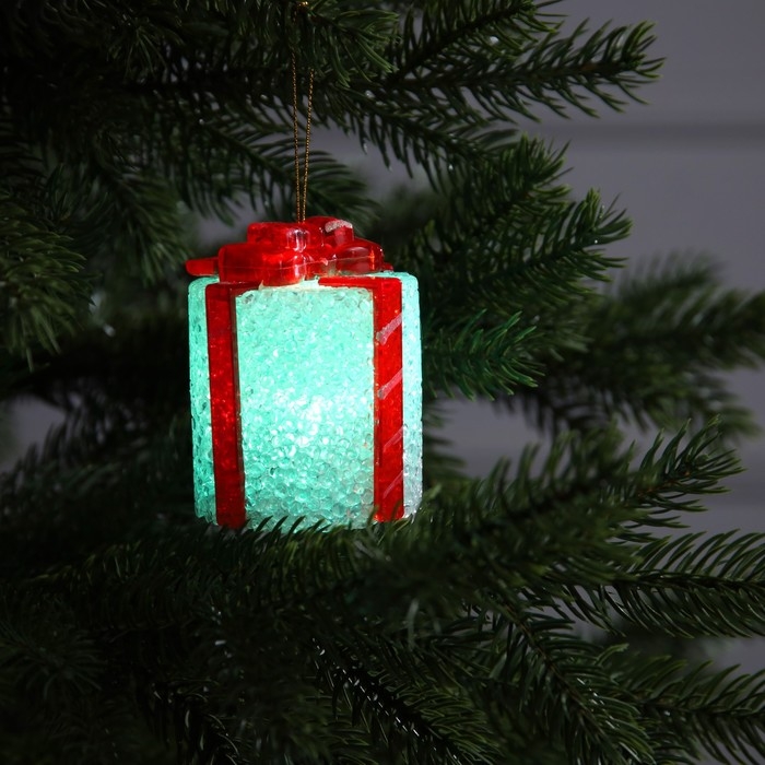 Светодиодная фигура &laquo;Подарок&raquo; 7.5 см, пластик, батарейки AG13х3 (в комплекте), свечение мульти (RGB)