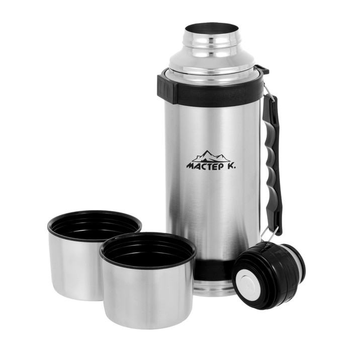 Термос, 1 л, Тропа Термос, 1 л, Тропа "Мастер К", с двумя кружками, сохраняет тепло 24 ч