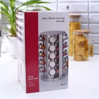 Набор для специй на подставке &laquo;Профи&raquo;, 21&times;21&times;34 см, 20 шт, цвет металлик