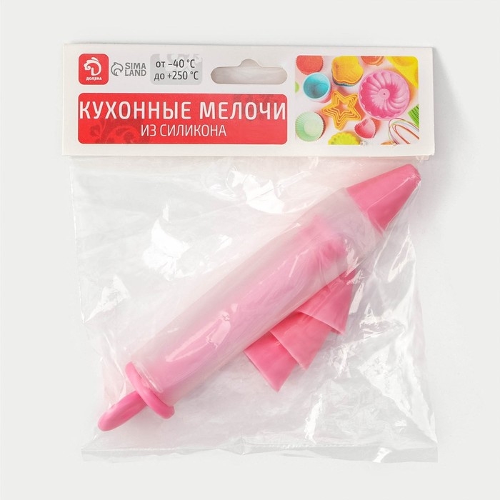 Шприц кондитерский Доляна «Фобос», 4 насадки, 15×2,5×2,5 см, цвет розовый Шприц кондитерский Доляна «Фобос», 4 насадки, 15×2,5×2,5 см, цвет розовый