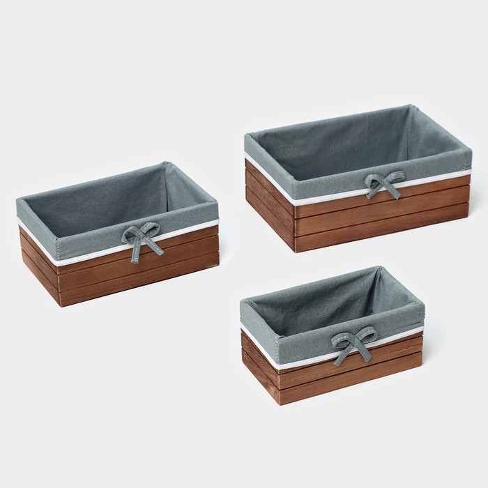 Набор интерьерных корзин ручной работы LaDо́m, прямоугольные, 3 шт, размер: 20&times;11&times;9 см, 24&times;15&times;10 см, 28&times;19&times;11 см