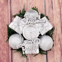 Подсвечник на одну свечу "Подарок" отв d-2 см, серебро