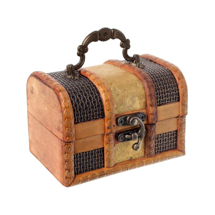 Шкатулка дерево сундучок Шкатулка дерево сундучок "Золотая сеть и штукатурка" 8,5х12х8,5 см