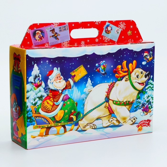 Новый год. Подарочная коробка Новогодняя Портфель широкий Новый год. Подарочная коробка Новогодняя Портфель широкий "Новогодняя упряжка" с анимацией 31 х 8,5 х 20,3 см.