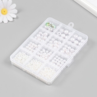 Бусины в шкатулке "Жемчужные" 12 делений 10х13,5х1,8 см