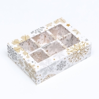 Новый год. Коробка под 6 конфет "Снежинки", 13,7 х 9,8 х 3,8 см, кондитерская упаковка Новый год. Коробка под 6 конфет "Снежинки", 13,7 х 9,8 х 3,8 см, кондитерская упаковка