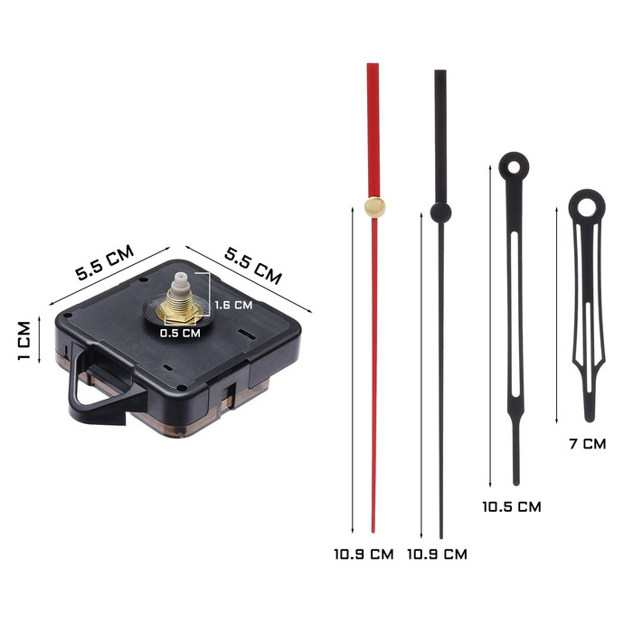 Часовой механизм со стрелками «Соломон-43», плавный ход, шток 16 мм, стрелки 70/105/109 мм Часовой механизм со стрелками «Соломон-43», плавный ход, шток 16 мм, стрелки 70/105/109 мм