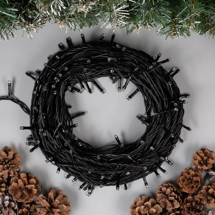 Гирлянда &laquo;Нить&raquo; 20 м, IP44, тёмная нить, 200 LED, свечение жёлтое, 8 режимов, 220 В