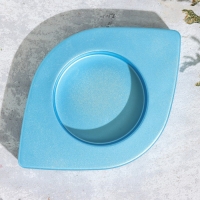 Подсвечник "Глаз. Мрамор"  из гипса, 14,5х9,5х2см,голубой