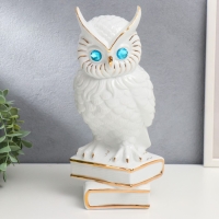 Сувенир керамика "Белый филин на книгах" с золотом 29х14,5х14 см