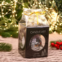 Ёлочный шар d-7 см "Дом в снегу" ручная роспись, белый