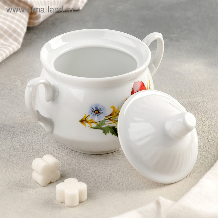 Сахарница &laquo;Маки красные&raquo;, 450 мл, с крышкой, МИКС