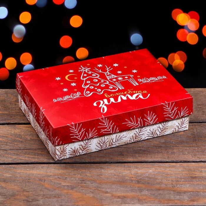 Подарочная коробка сборная "Снежинки", 21 х 15 х 5,7 см