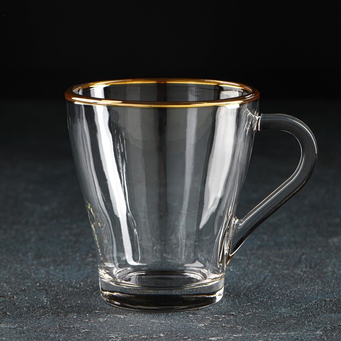 Кружка &laquo;Золотая кайма&raquo;, стеклянная, 250 мл