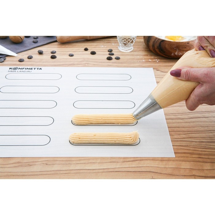 Армированный коврик для выпечки KONFINETTA &laquo;Эклер&raquo;, силикон, 38&times;28 см, 0,4 мм, цвет белый